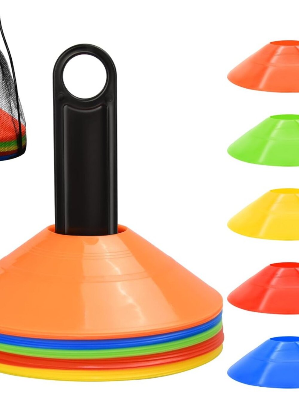 25/50/100pcs Disc Cones, Agility Soccer Cones with Carry Bag and Holder